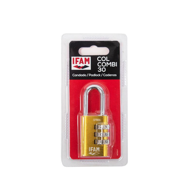 CANDADO COL COMBI 30 AMARILLO BLISTER