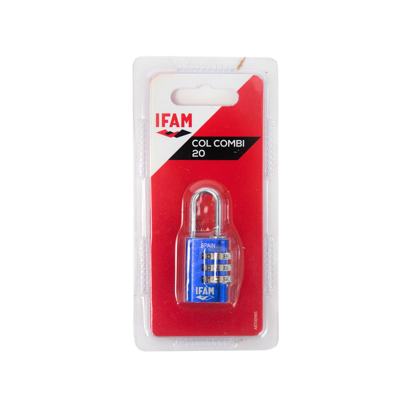 CANDADO COL COMBI 20 AZUL BLISTER