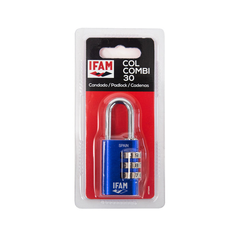 CANDADO COL COMBI 30 AZUL BLISTER